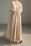 Bonnyshow Solid Color Cotton Loose Plus Size Dress