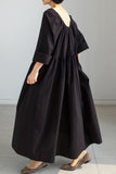 Bonnyshow Solid Color Cotton Loose Plus Size Dress