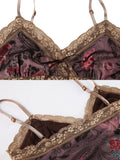 Bonnyshow Khloe Vintage Floral Lace-Up Vest