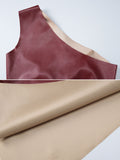 Bonnyshow Kaiulani PU Leather Slope Collar Top