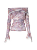 Bonnyshow Max Floral Mesh Ruffle Top