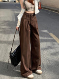 women’s fall fashion 2024 Creamy-white Jeans Women's Spring and Autumn 2024 New High Waist Slimming Narrow Wide Leg Pants Loose Straight Mop Pants