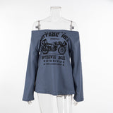 Bonnyshow Emalee Cartoon Print Off-Shoulder Top