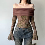 Bonnyshow Adayah Retro Floral Off-Shoulder Top