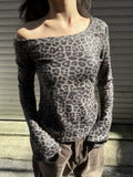 Bonnyshow  Leopard Print Off-Shoulder Top