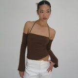 Bonnyshow Aliyanna Halter Off-Shoulder Top