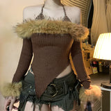 Bonnyshow Phaedra Off-Shoulder Furry Top