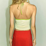 Bonnyshow Rica Floral Halter Backless Top