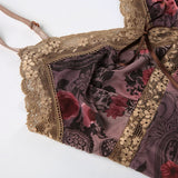 Bonnyshow Khloe Vintage Floral Lace-Up Vest
