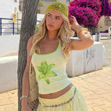 Bonnyshow Rica Floral Halter Backless Top