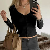 Bonnyshow Alanah V-Neck Sweater Cardigan Top