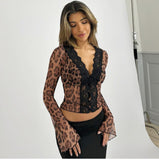 Bonnyshow Wednesday Leopard Lace Mesh Top