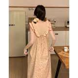 alice in wonderland costume Korean Style Retro Floral Cotton Ruffled Strap Backless Pajamas Home Wear Nightdress for Women Summer New