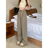 frat boy outfits Lapel Suit Pants for Women 2024 Summer New Draping High Waist Slimming Casual Pants Wide Leg Straight Trousers