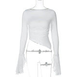 Bonnyshow Nya Irregular Lotus Sleeve Top