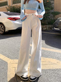 women’s fall fashion 2024 Creamy-white Jeans Women's Spring and Autumn 2024 New High Waist Slimming Narrow Wide Leg Pants Loose Straight Mop Pants