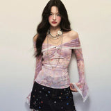 Bonnyshow Max Floral Mesh Ruffle Top