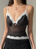 Bonnyshow Chloie Polka Dot Lace Camisole