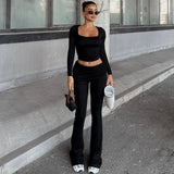 Bonnyshow Emmaleigh U-Neck Crop Top Suit