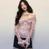 Bonnyshow Max Floral Mesh Ruffle Top