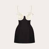 dress to impress outfits Fashion Sexy White Suspender Flower A- line Black Party Temperament Dress Bandage Dress Women