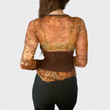 Bonnyshow Kelise Renaissance Print Long Sleeve Top