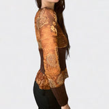 Bonnyshow Kelise Renaissance Print Long Sleeve Top