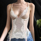 Bonnyshow Elvia Sheer Lace Bustier Top