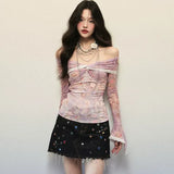 Bonnyshow Max Floral Mesh Ruffle Top