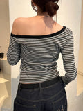 Bonnyshow Estefania Striped Off-Shoulder Top