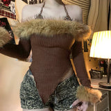 Bonnyshow Phaedra Off-Shoulder Furry Top