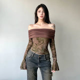 Bonnyshow Adayah Retro Floral Off-Shoulder Top