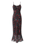 Bonnyshow Suna Floral Print Mesh Maxi Dress