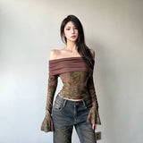 Bonnyshow Adayah Retro Floral Off-Shoulder Top