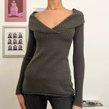 Bonnyshow Zamyra V-Neck Lapel Sweater Top