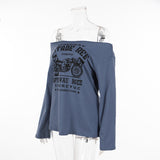 Bonnyshow Emalee Cartoon Print Off-Shoulder Top