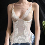 Bonnyshow Elvia Sheer Lace Bustier Top