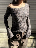Bonnyshow  Leopard Print Off-Shoulder Top