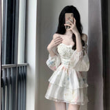 cybergoth dress to impress French Temperament Super Fairy off-Shoulder Dress Summer New Fashion Women's Floral Skirt