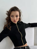 Bonnyshow Zaniah Backless Zipper Cropped Jacket