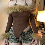 Bonnyshow Phaedra Off-Shoulder Furry Top