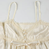 Bonnyshow Aleigha Satin Lace Bow V-Neck Vest