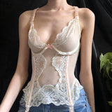 Bonnyshow Elvia Sheer Lace Bustier Top
