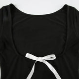 Bonnyshow Elisabet Bow Backless Long Sleeve Top