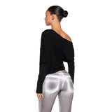 Bonnyshow Lesly Asymmetric Cropped Long Sleeve Top