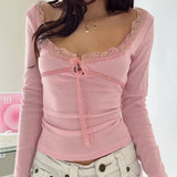 Bonnyshow Maxwell Lace Tie Square Neck Top