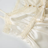 Bonnyshow Aleigha Satin Lace Bow V-Neck Vest