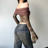 Bonnyshow Adayah Retro Floral Off-Shoulder Top