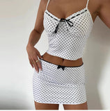 Bonnyshow India Polka-Dot Mini Skirt Set