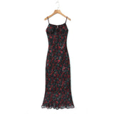 Bonnyshow Suna Floral Print Mesh Maxi Dress